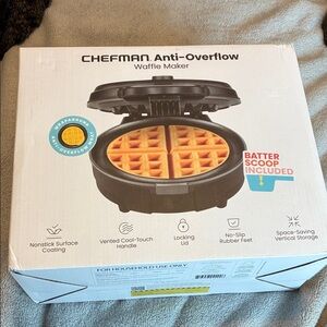 Chefman Black Waffle Maker with Anti-Overflow Design